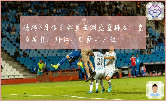 德转3月俱乐部页面浏览量排名：皇马居首，拜仁、巴萨二三位